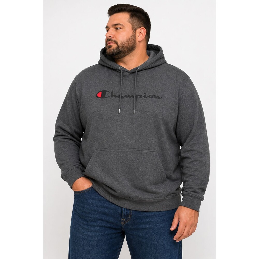 Champion Men's Fleece PowerBlend Logo Pullover Hoodie - Granite, XXL